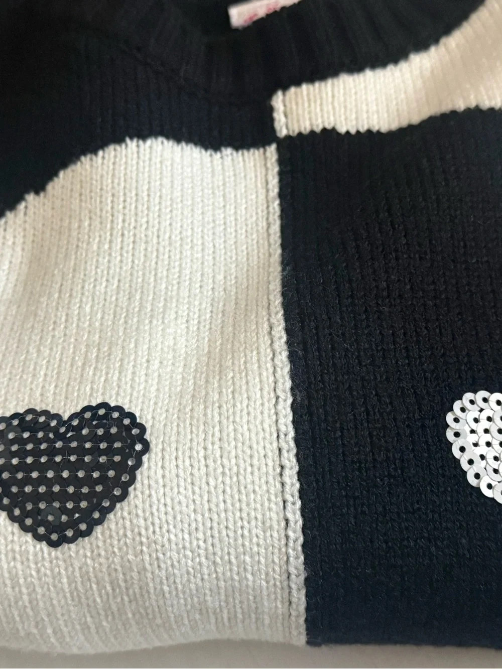 Justice Black and White Smiley Face Knit Sweater